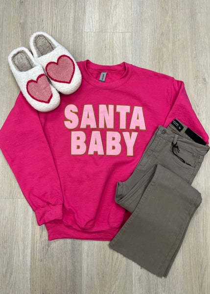 "Santa Baby" Bright Pink Sweatshirt