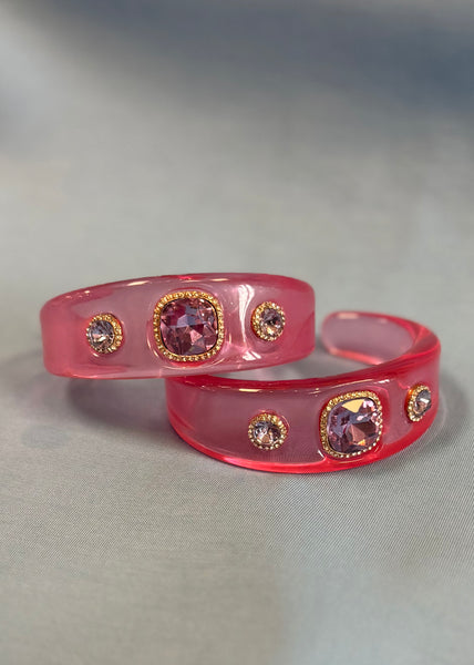 Aria Acrylic Cuff Bracelet - Pink/Purple