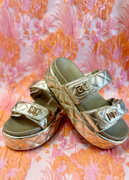 Onya Gold Quilted Platform Sandal