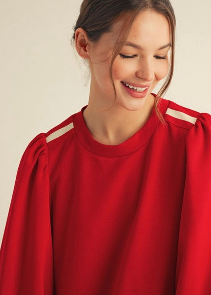 Rebel Red 3/4 Sleeve Comfy Dress
