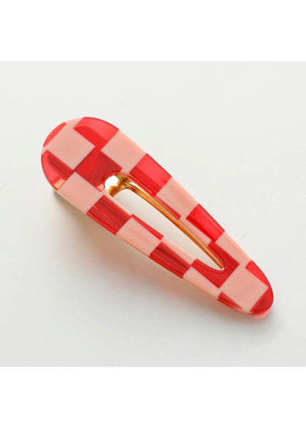 Gemma Barrette Hair Clip (Set of 2) Red Checkered