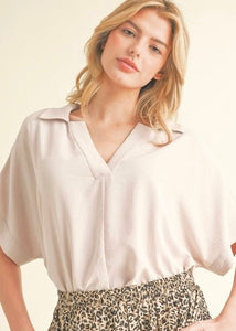 In A Dream White V-Neck Top