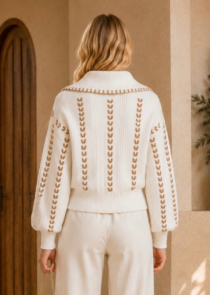 Most Certain Off White Cable Knit Sweater