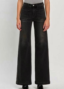 Hope Wide Leg Black Washed Denim