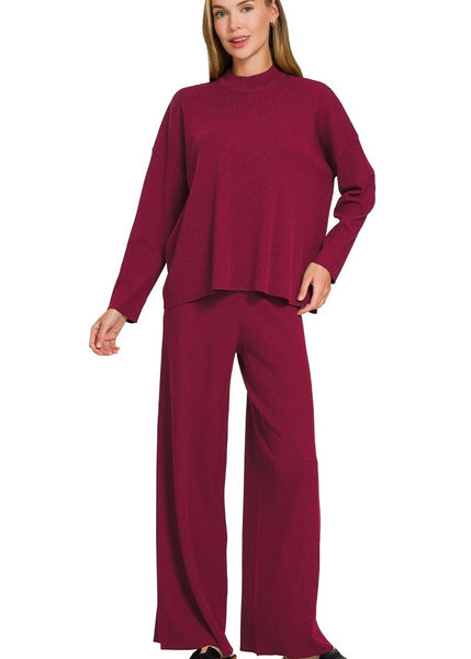 Subtly Sophisticated Burgundy 2 Pc Sweater Set