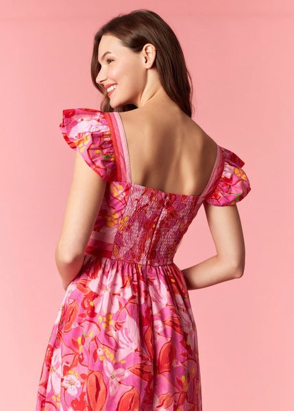 Flower Power Ruffle Sleeve Maxi Dress