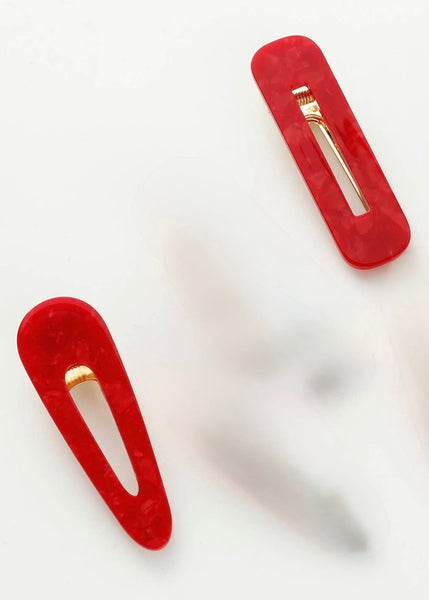 Gemma Barrette Hair Clip (Set of 2) Red
