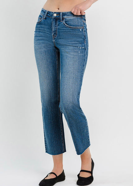 Sara Ankle Straight Mid Rise Denim