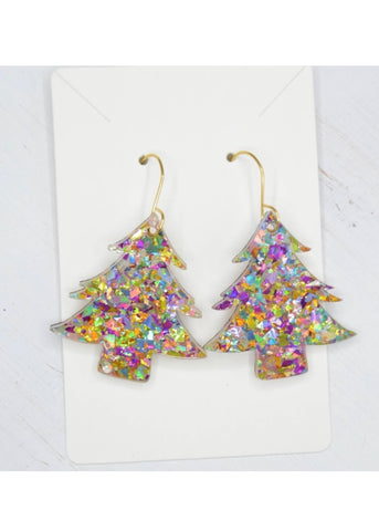 Christmas Tree Colorful Flake Acrylic Earrings