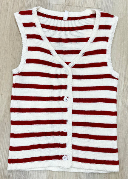 Prep It Up White & Red Striped Sweater Vest