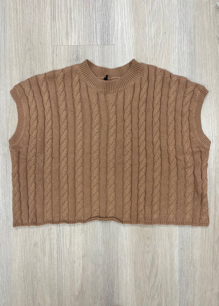 Never Let Me Go Tan Cable Knit Sweater Top
