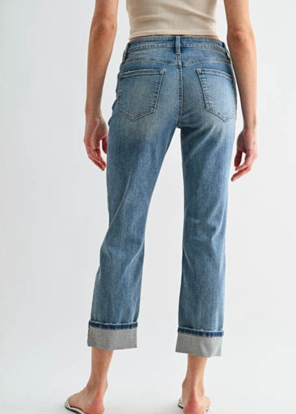 Fiona Mid Rise Cropped Cuffed Denim