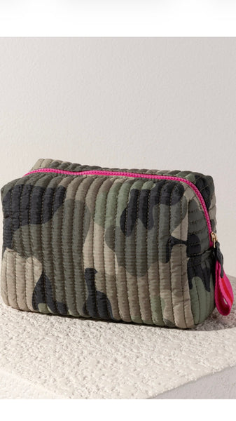 Ezra Camo Large Boxy Cosmetic Pouch