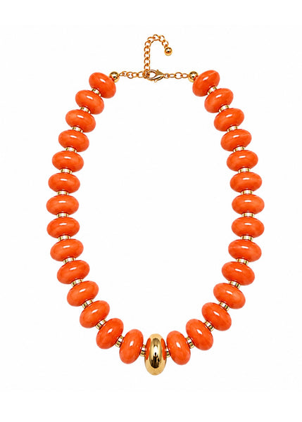 Gold Accent Candy Necklace : Orange