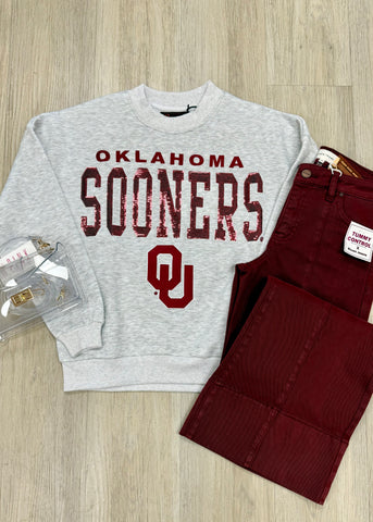 Oklahoma Sooners OU Grey Sequin Sweatshirt