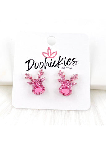 Clara Glitter Reindeer Stud Earrings