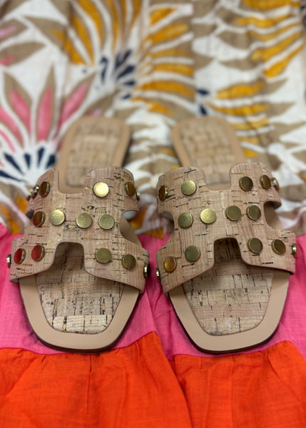 Donatella Studded Cork Sandal