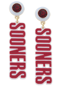 Sooners Crimson Block Letter Earrings