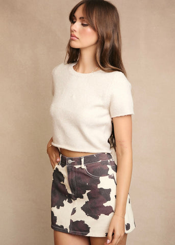 Time To Change Cream Short Sleeve Sweater Top