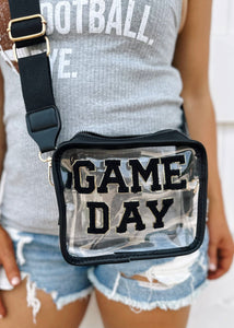 Black GAME DAY Chenille-Patch Stadium-Approved Clear Purse