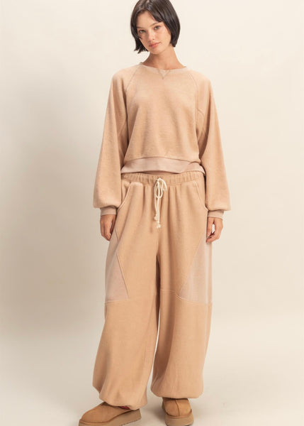 Simmer Down Cropped Sweatshirt - Taupe