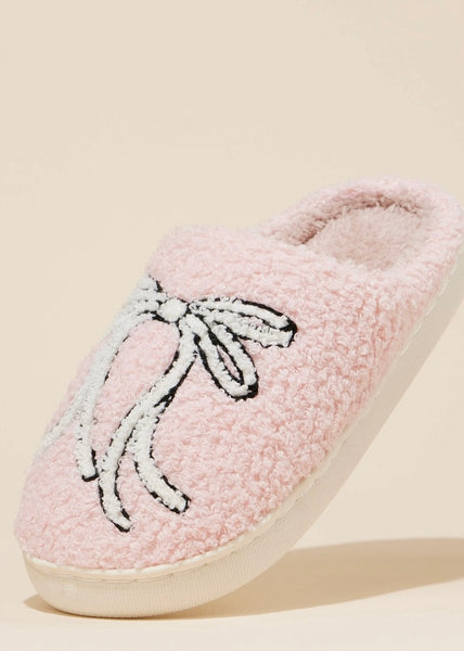 Large Ribbons Home Slippers: White