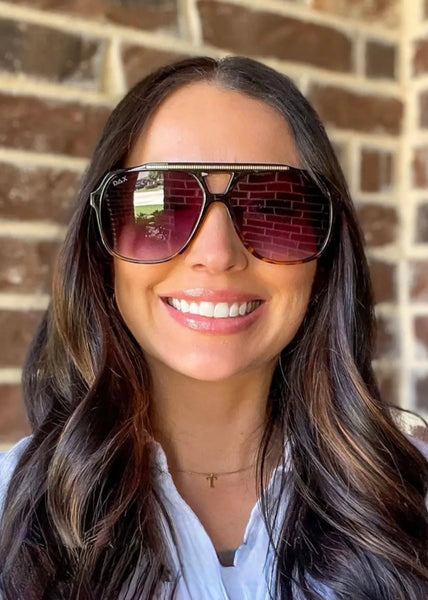 Astrid Gradient Cheetah Oversized Aviator Sunglasses