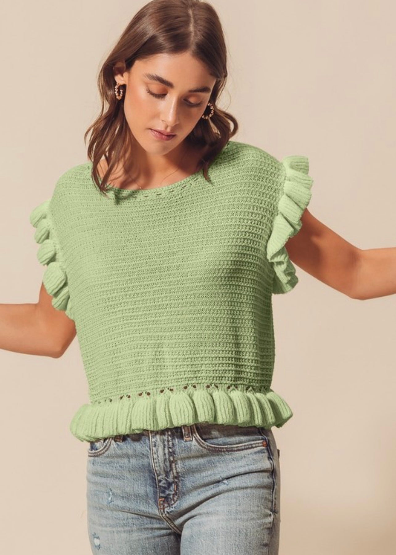 Sweet Charmer Lightweight Sage Green Knit Sweater