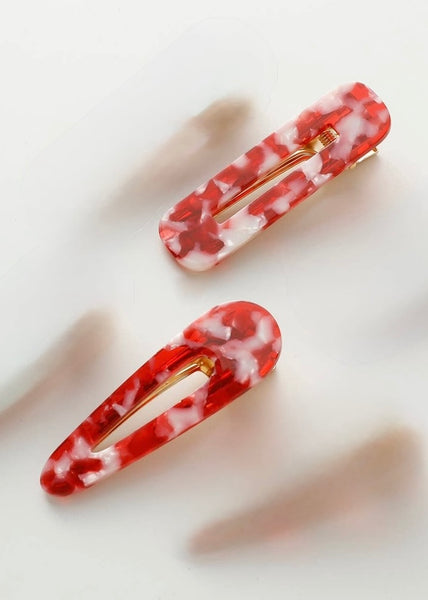 Gemma Barrette Hair Clip (Set of 2) Red Tortoise