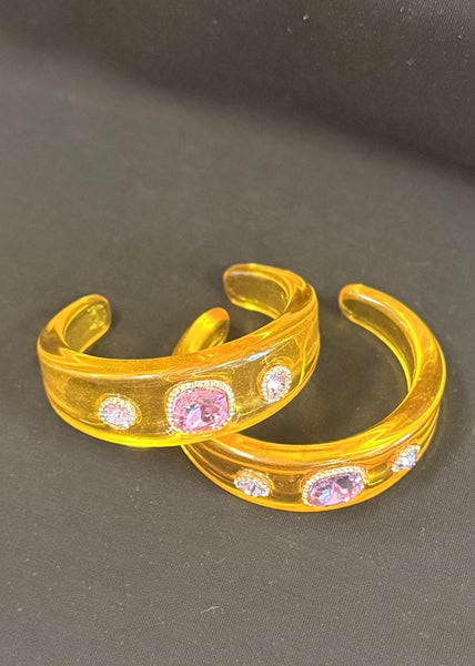 Aria Acrylic Cuff Bracelet - Yellow/Purple