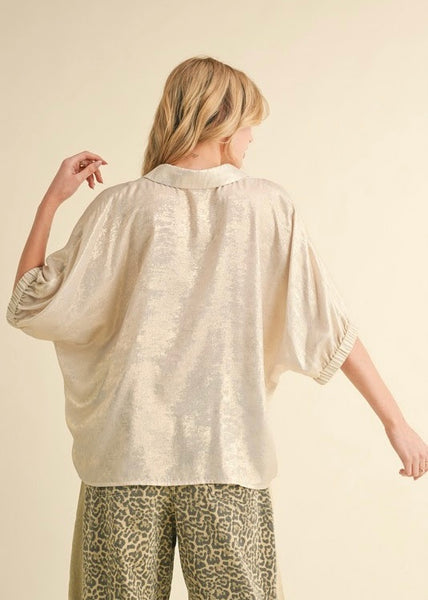 Shining Star Pearl Shimmer Collared Top