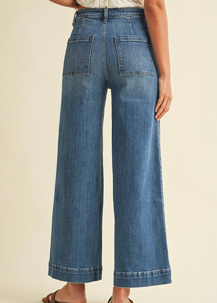 Destiny Wide Leg Pin-Tuck Denim