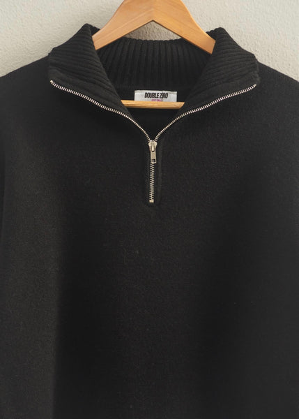 First Glance Black Half Zip Sweater