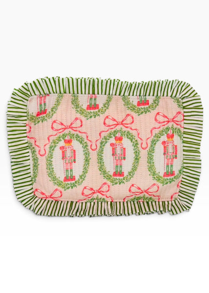 Nutcracker Noel Christmas Ruffle Cosmetic Bag