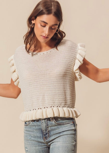 Sweet Charmer Lightweight Off White Knit Sweater