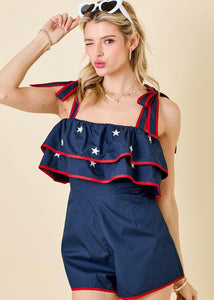 American Sweetheart Navy Star Romper