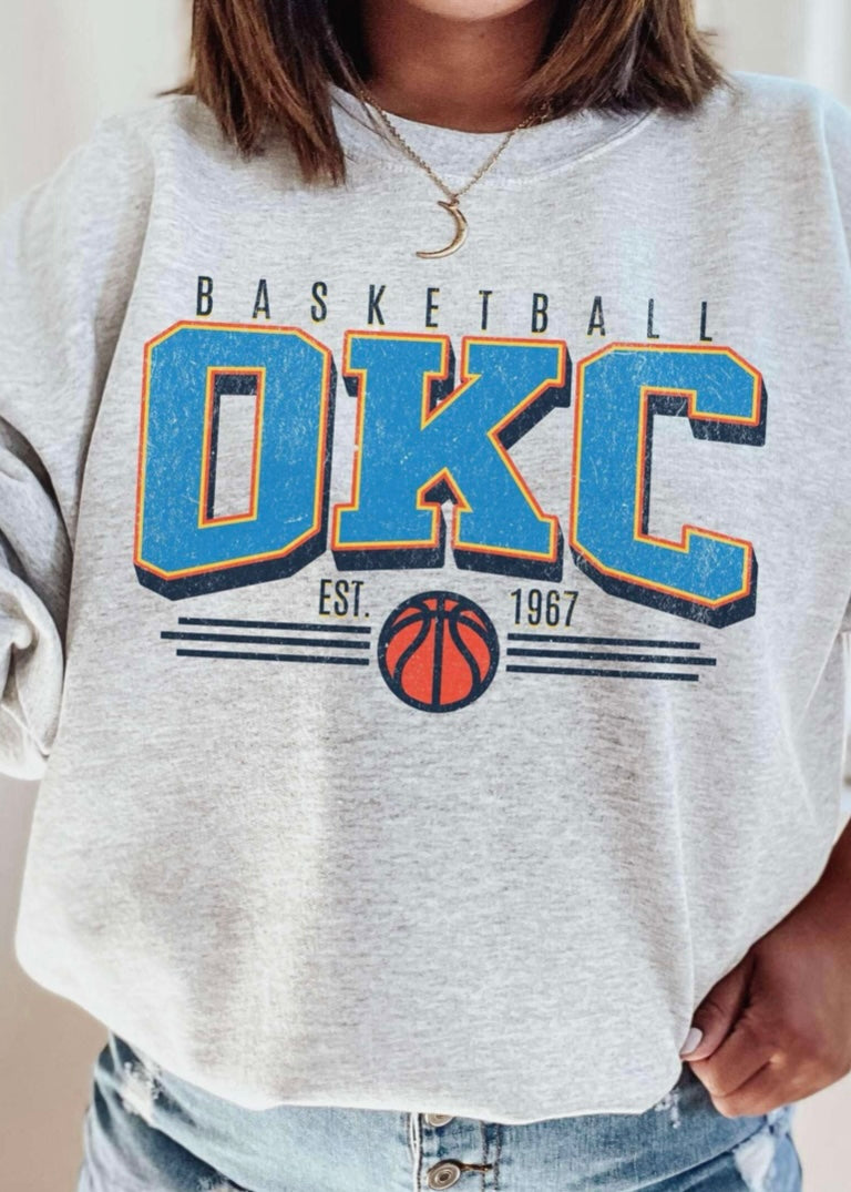 Vintage Ash OKC Basketball Sweatshirt