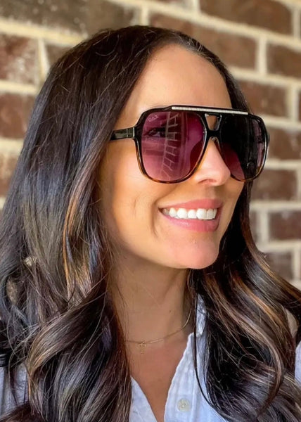 Astrid Gradient Cheetah Oversized Aviator Sunglasses