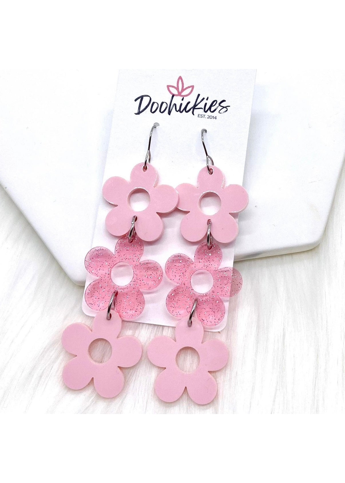 Blossom Drop Pink Acrylics Earrings