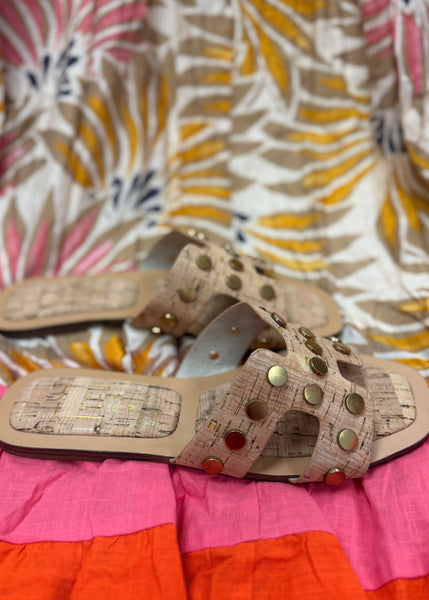 Donatella Studded Cork Sandal