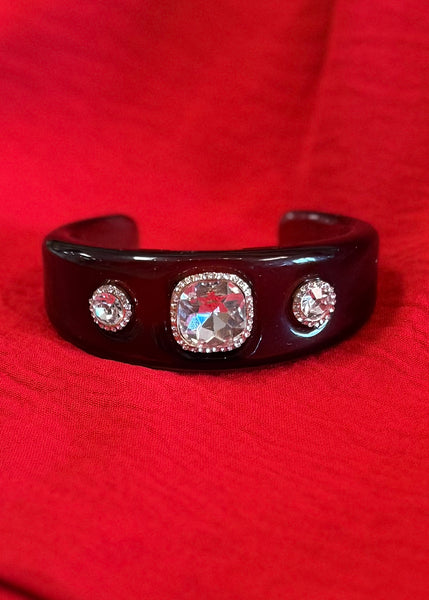 Aria Acrylic Cuff Bracelet - Black/Clear
