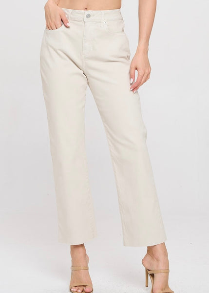 Heather High Rise Straight Cream Denim