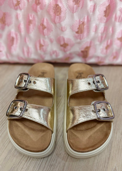 Rumor Has It Gold Crinkle Metallic Sandal