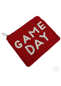 Game Day Beaded Coin Pouches : Crimson/White