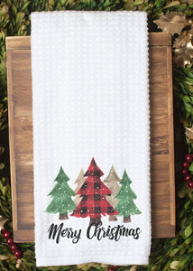 Merry Christmas Snow Trees Holiday Graphic Towel