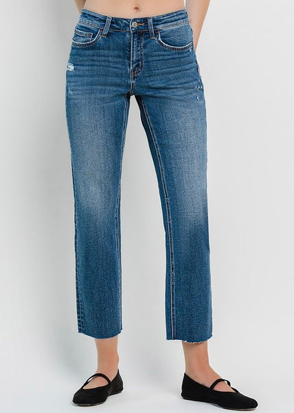 Sara Ankle Straight Mid Rise Denim