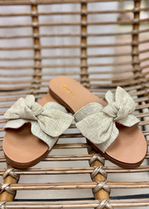 Laura Natural Linen Bow Sandal