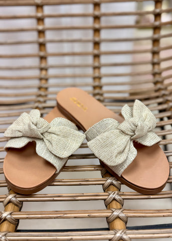 Laura Natural Linen Bow Sandal