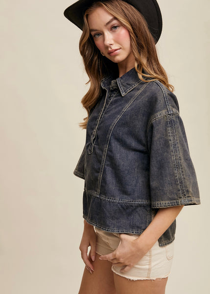 Simply Satisfied Denim Button Up Top