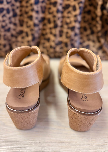 Let's Talk About It Caramel Cork Wedges